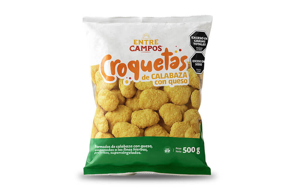 Croquetas de calabaza y queso - Caja de 5 kg – Flow pack de 500 gr.