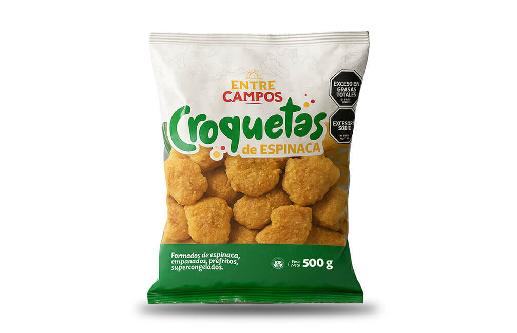 Croquetas de espinaca - Caja de 5 kg – Flow pack de 500 gr.