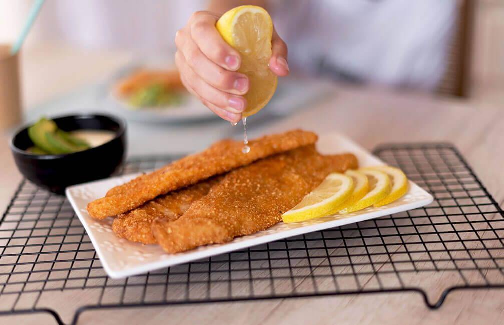 Filet de merluza rebozado - Caja de 6kg – Bolsa de 1 kg.