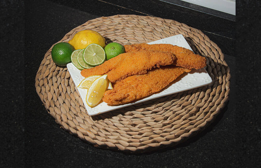 Filet de merluza rebozado - Caja de 6kg – Bolsa de 1 kg.