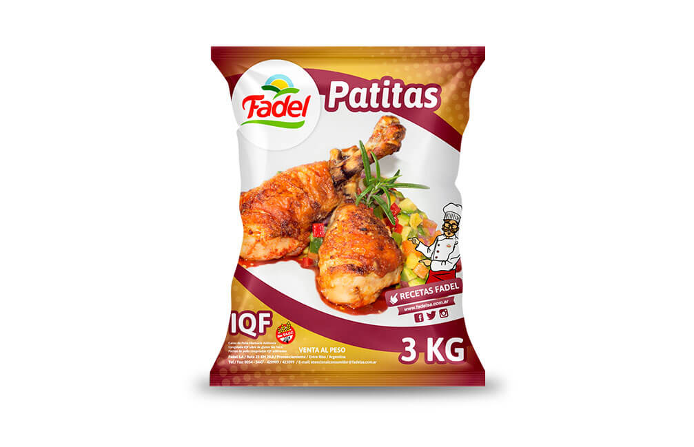 Patitas: Caja de 15 kg – Flow pack de 3 kg.