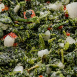 Relleno de tarta de espinaca (Espinaca, cebolla y morrón rojo): Caja de 5 kg – Flow pack de 1 kg.